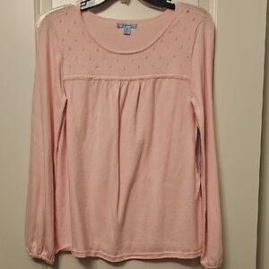 514 Izod Pink Blouse with Relaxed Fit and Embellished Details